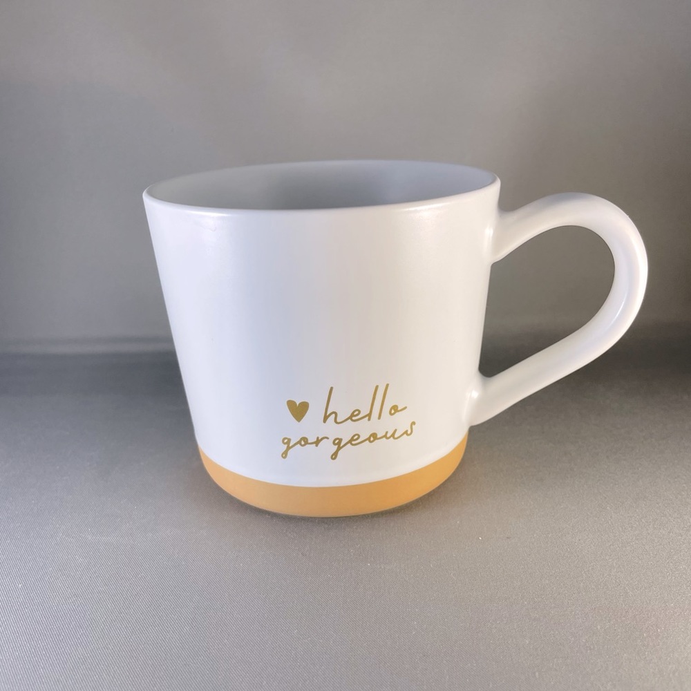 Hello Gorgeous Stoneware Mug White Terracotta